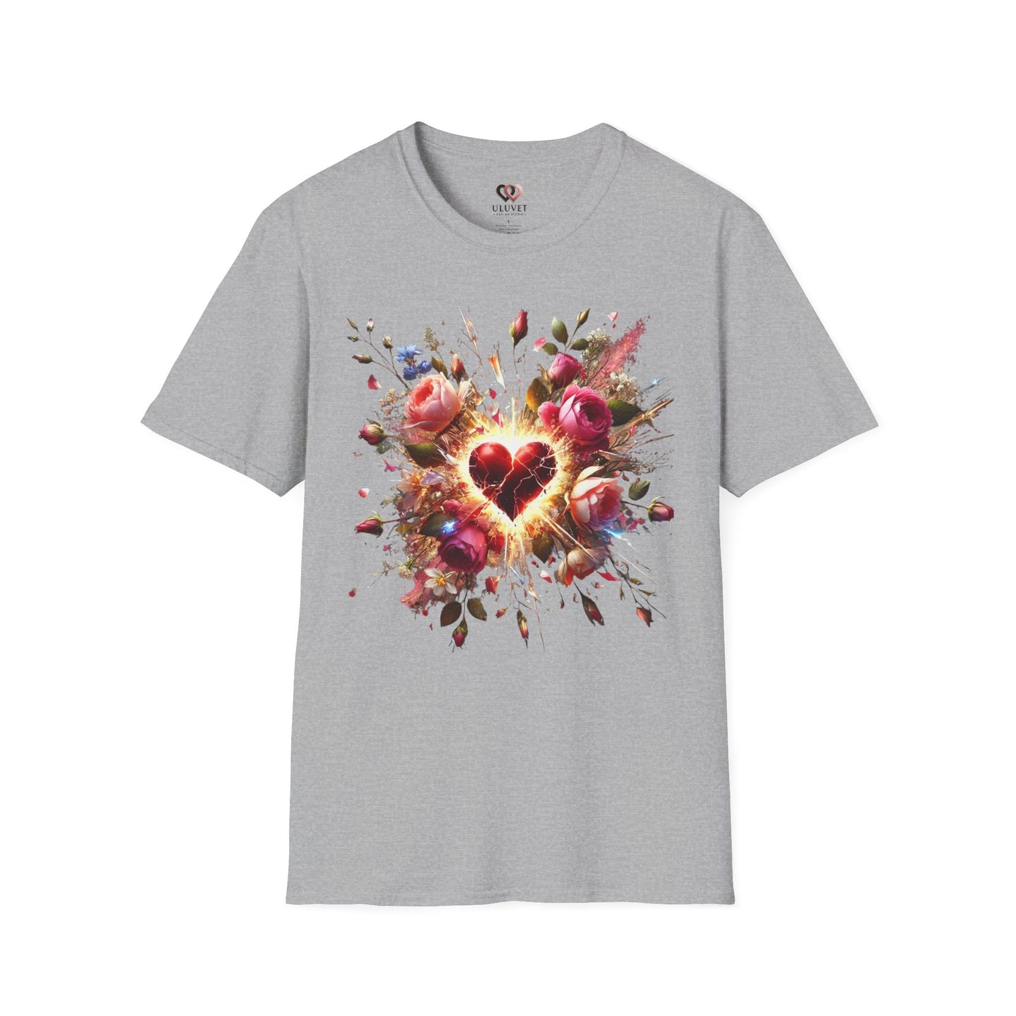 Romantic Floral Heart T-Shirt | Gift for Her | Valentine's Day, Anniversary, Casual Wear, Softstyle Tee, Perfect for Love