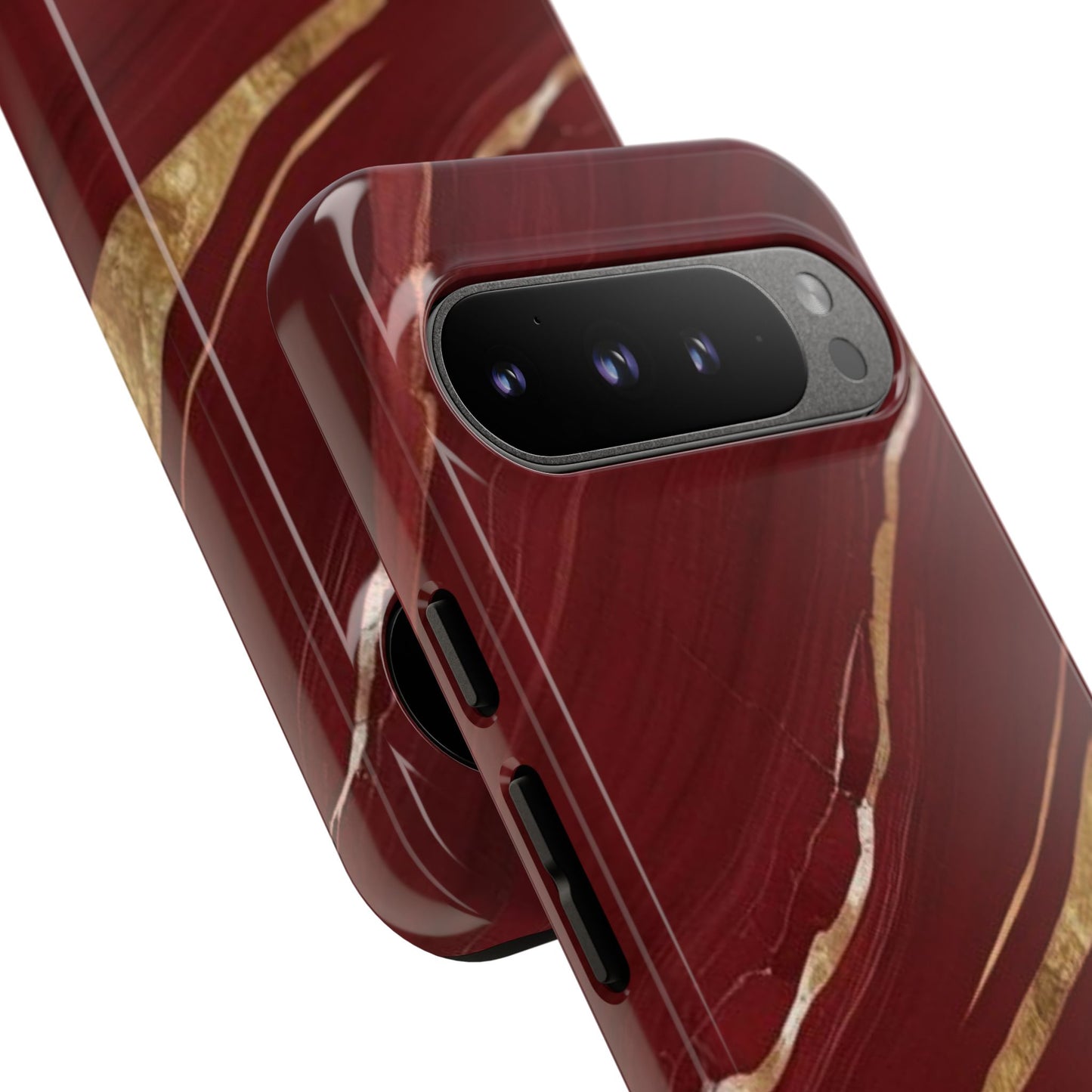 Elegant Red Marble Phone Case - Tough Cases, Stylish Phone Cover, Gift for Her, Luxe Cellphone Protection, Modern Accessories