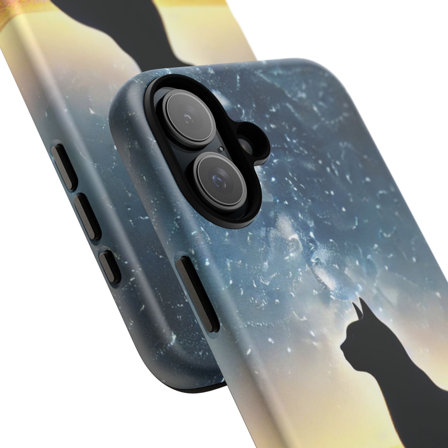 Cat Silhouette Phone Case | Floral Night Sky Design | Unique Gift, Cat Lover, Nature Lover, Birthday, Handmade