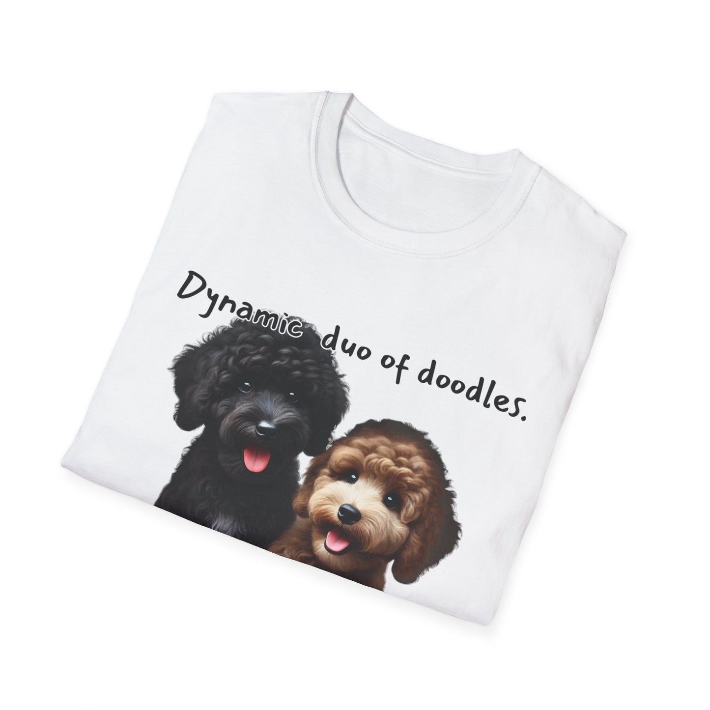 Dynamic Duo of Doodles Unisex T-Shirt, Cute Dog Lover Gift, Pet Owner Tee, Fun Animal Shirt, Perfect for Birthdays, Dog Lovers, Casual Wear