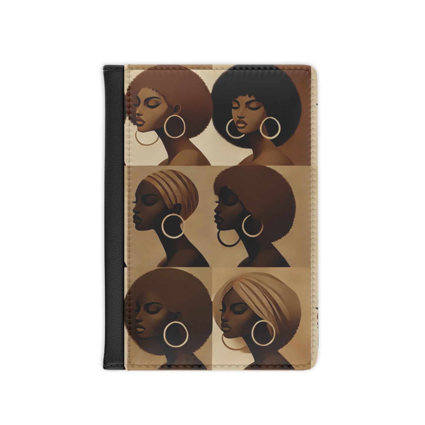Afro Women Portraits Passport Cover | Brown Tones, Hoop Earrings