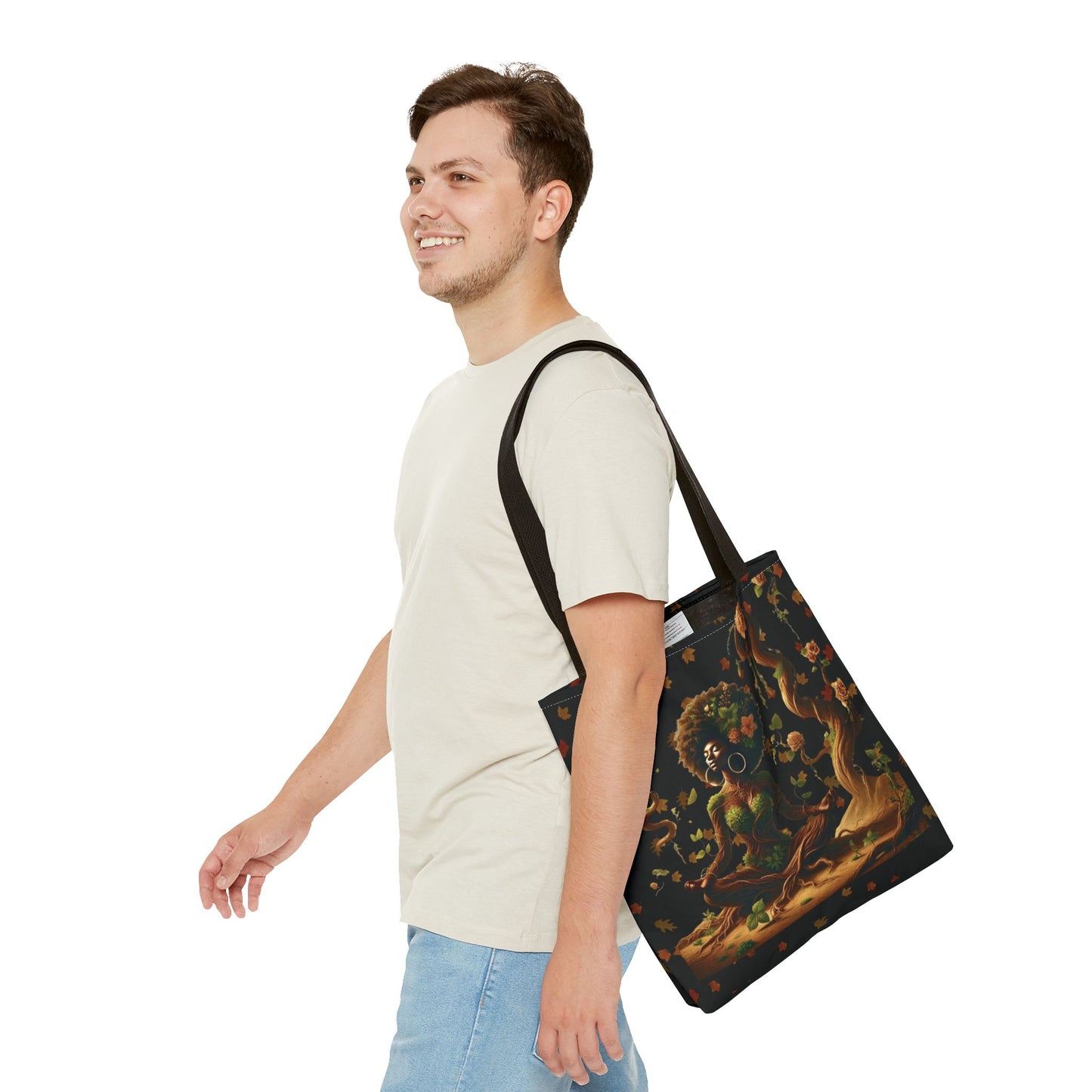 Afro Goddess Meditation Tote Bag | Botanical Meditation Artwork
