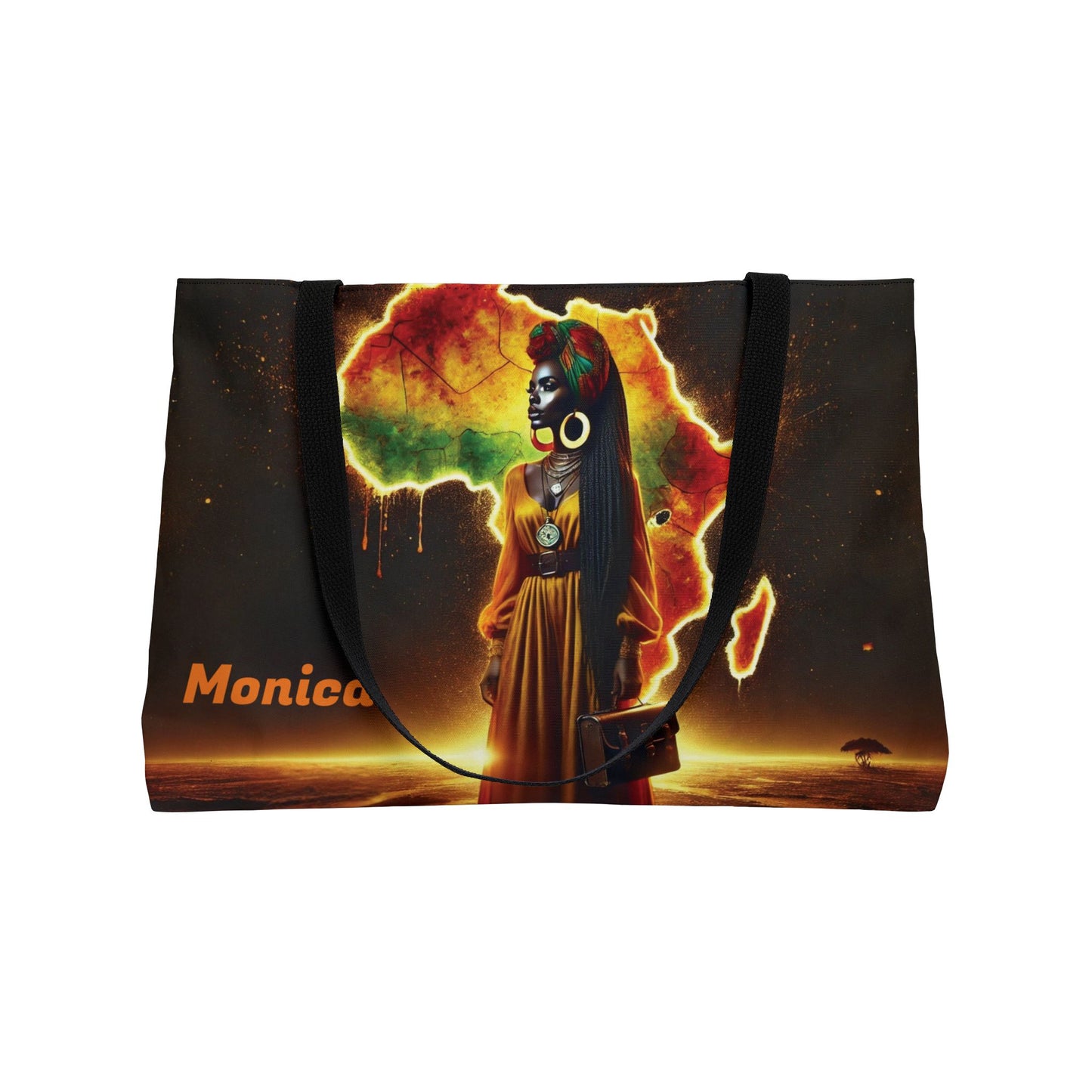 African Goddess Artwork Weekender Tote Bag | Afrocentric Silhouette, Vibrant Continent Design