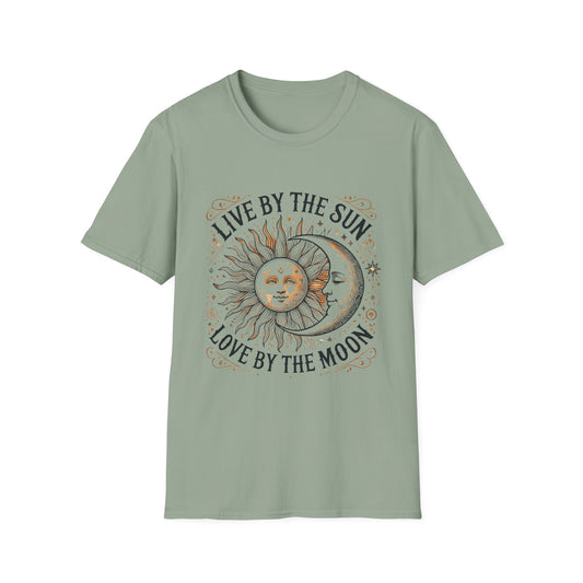Celestial Quote T-Shirt, Unisex Softstyle T-Shirt, Sun and Moon Graphic Tee, Boho Style T-Shirt, Astrology Lovers Gift, Nature Lover Apparel