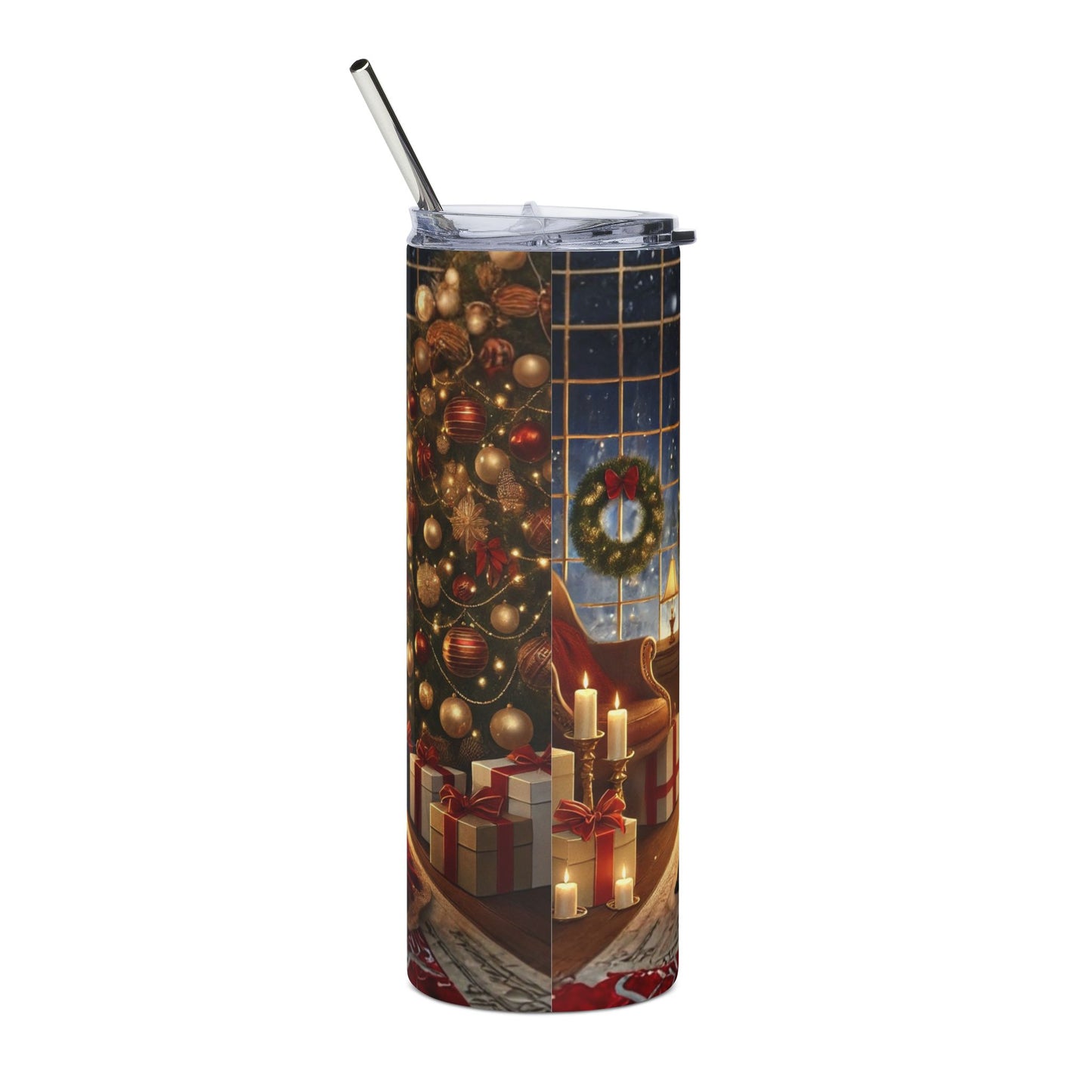 Festive Stainless Steel Tumbler - 20oz Elegant Lady & Holiday Cozy Vibes
