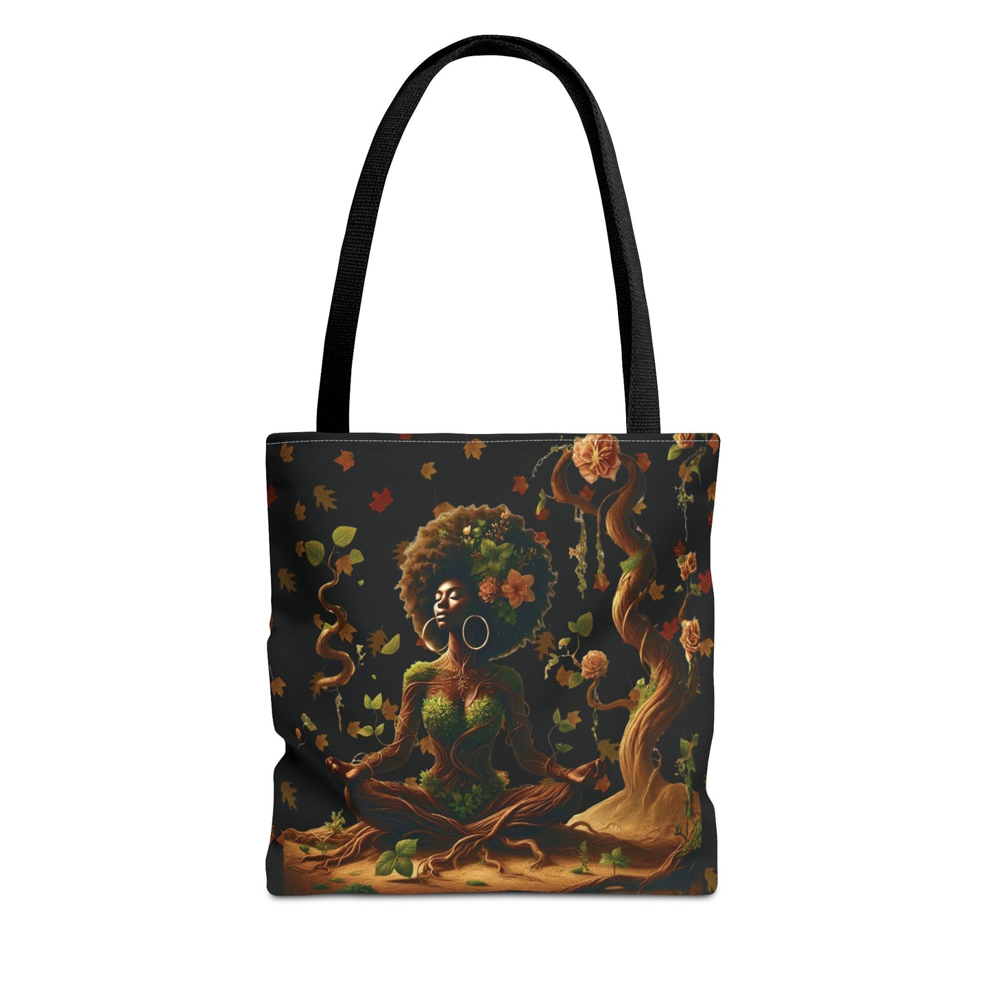 Afro Goddess Meditation Tote Bag | Botanical Meditation Artwork