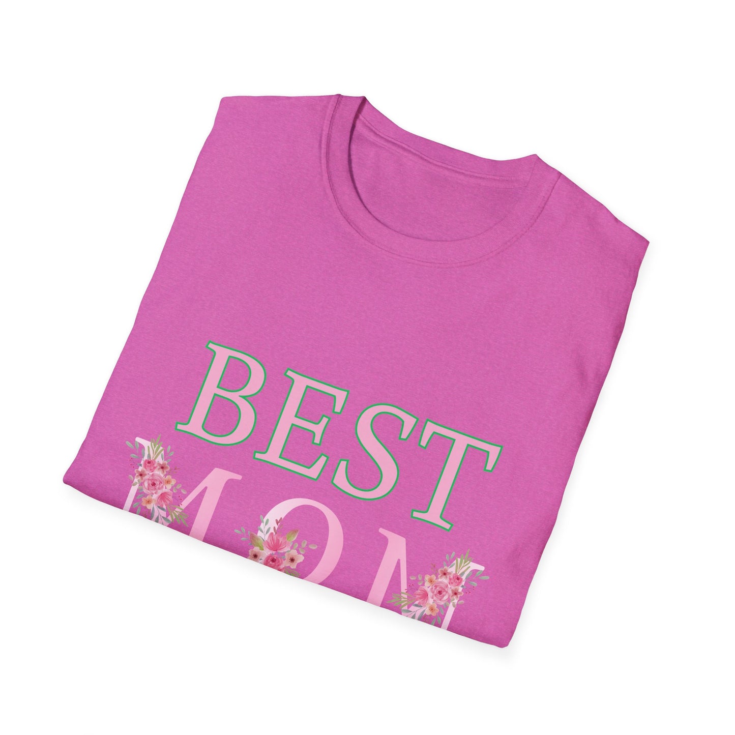 Best Mom Unisex Softstyle T-Shirt | Perfect Gift for Mother's Day, Birthday, Casual Wear, Floral Design, Family Gatherings