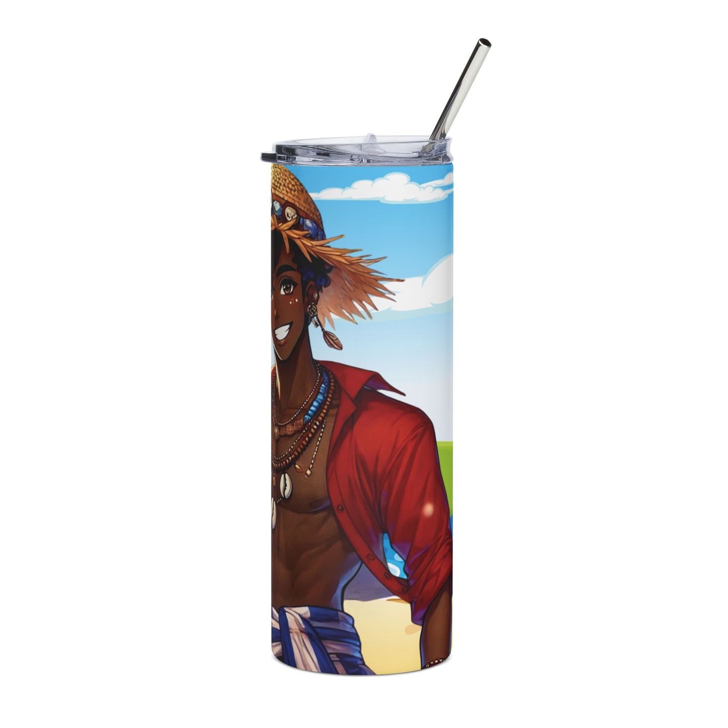 20oz Stainless Tumbler — Tropical Beach Guy Design