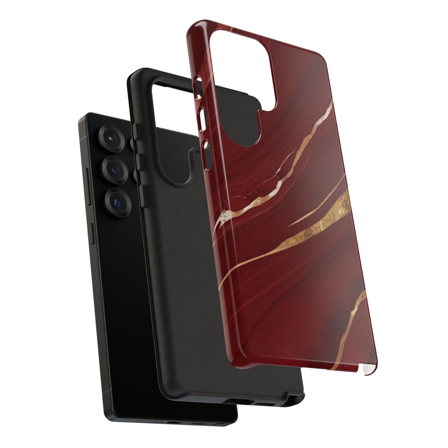 Elegant Red Marble Phone Case - Tough Cases, Stylish Phone Cover, Gift for Her, Luxe Cellphone Protection, Modern Accessories