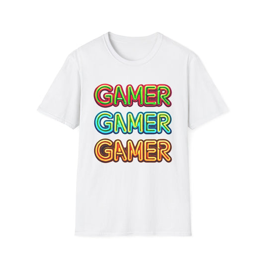 Retro Gamer Unisex Softstyle T-Shirt - Perfect for Gamers, Gaming Events, Birthdays, or Casual Wear, Gamer Tee, Gift for Gamers, Video Game