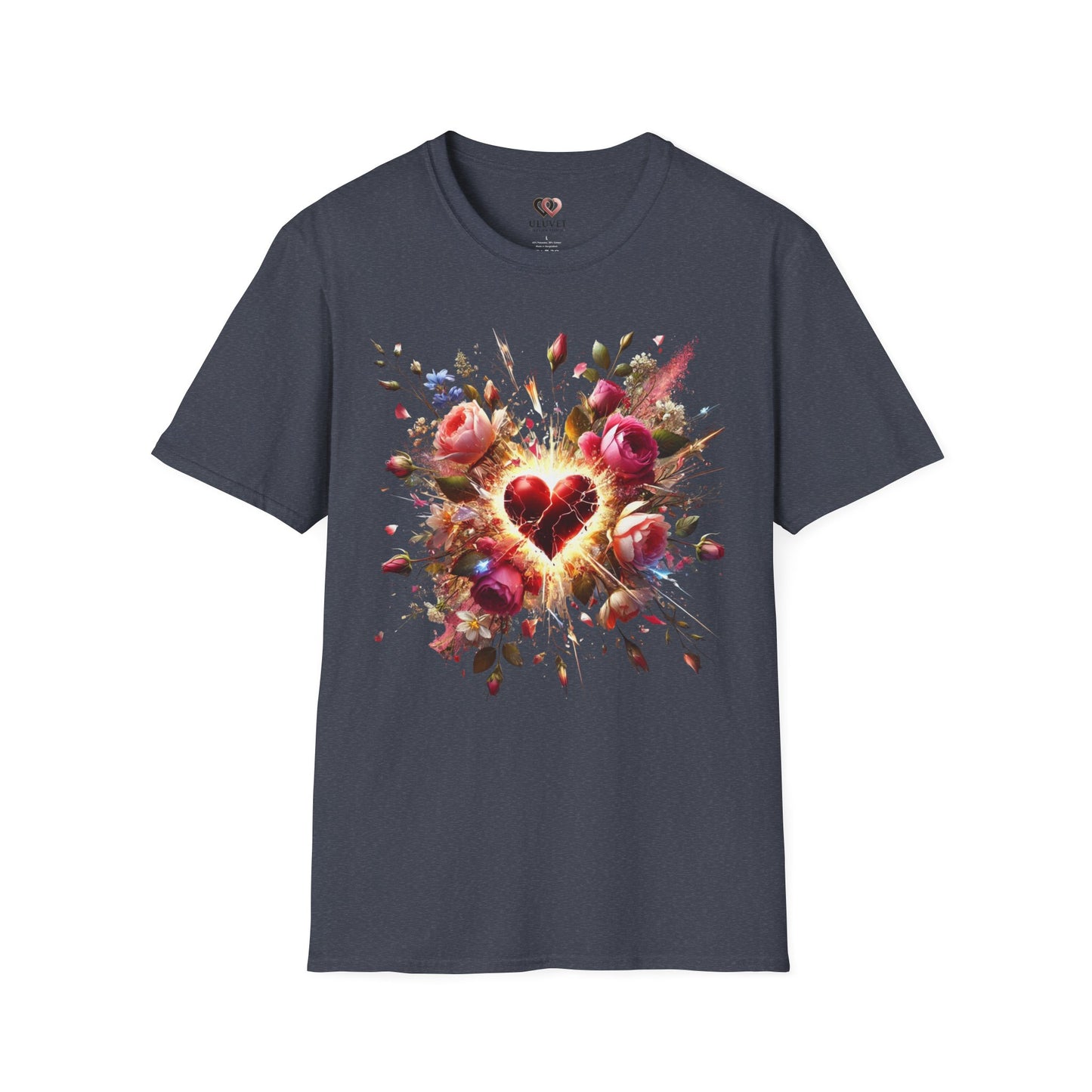 Romantic Floral Heart T-Shirt | Gift for Her | Valentine's Day, Anniversary, Casual Wear, Softstyle Tee, Perfect for Love