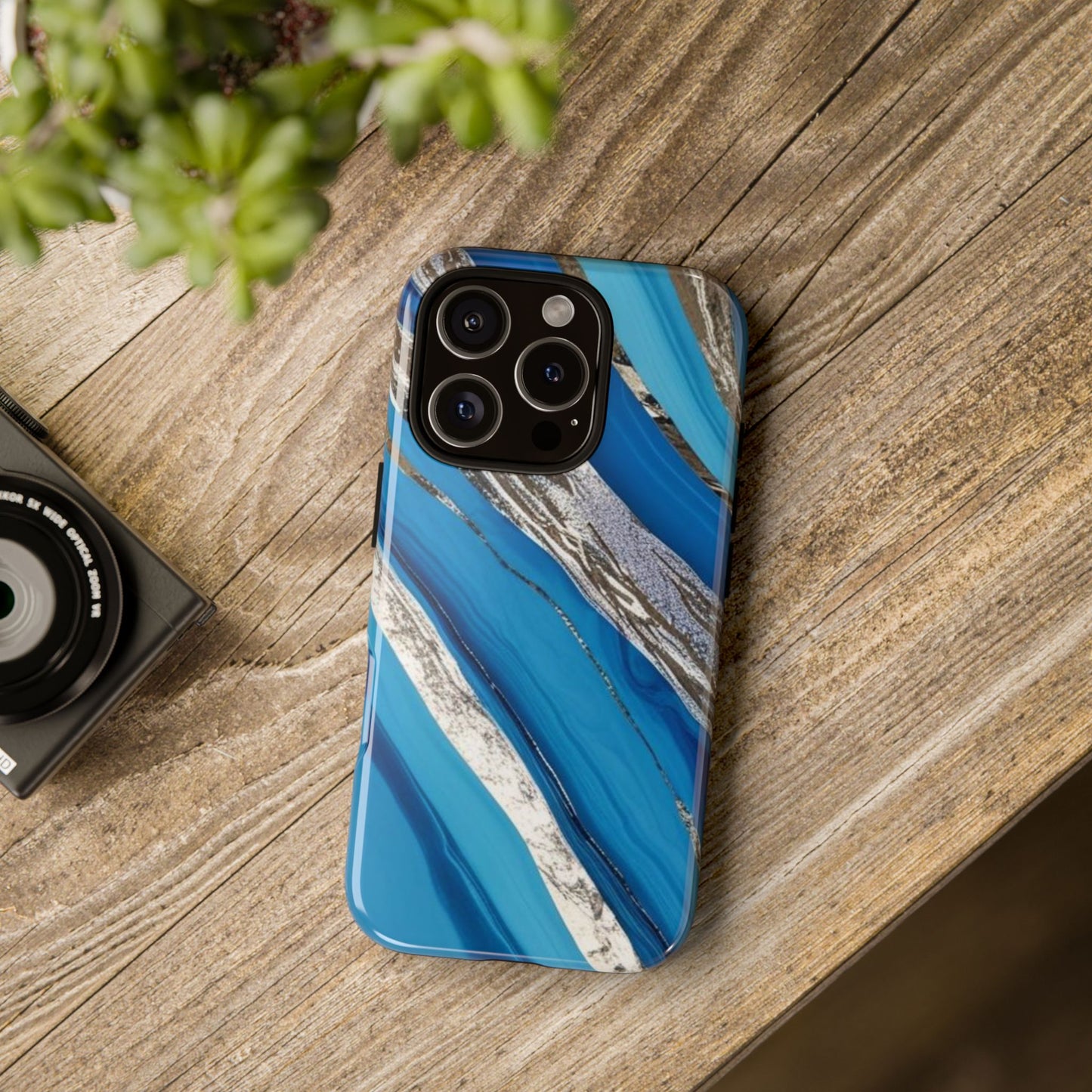 Marbled Phone Case - Tough Cases, Stylish Protection, Blue and Gold, Gift for Tech Lovers, Perfect for Birthdays and Anniversaries