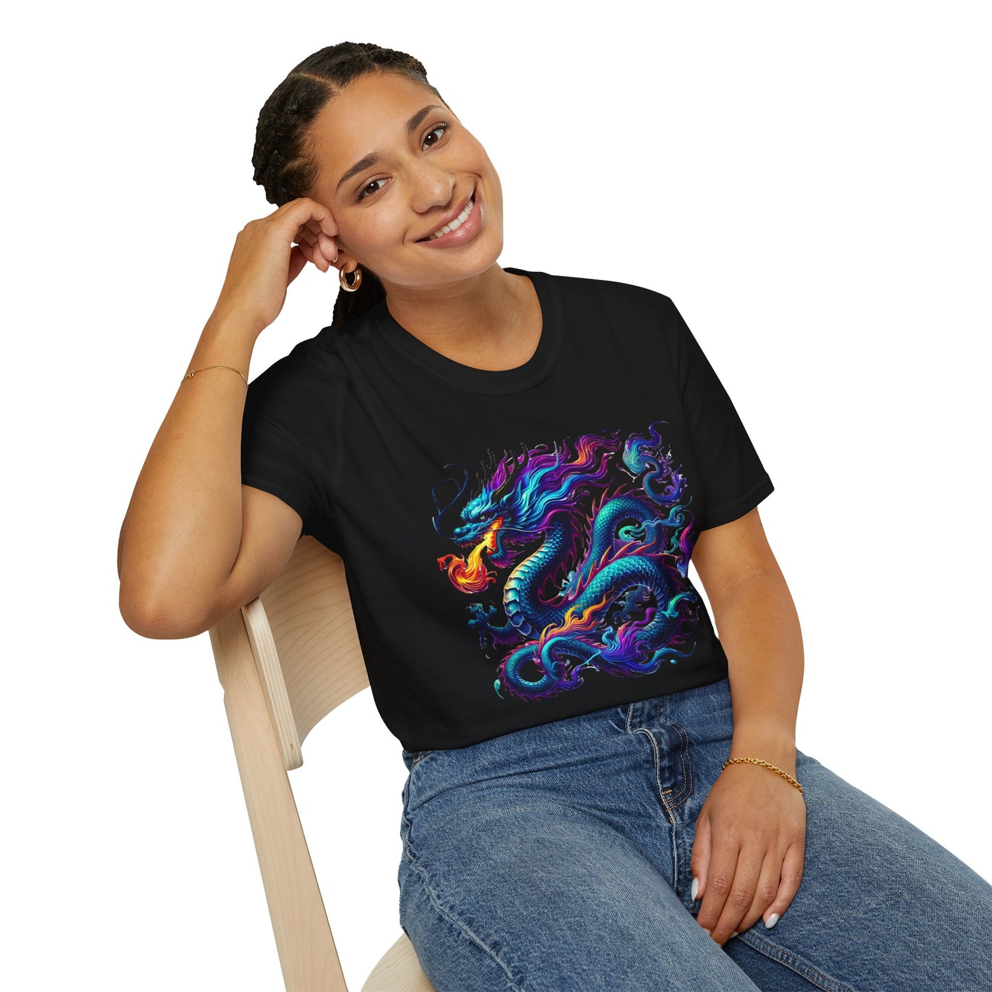 Dragon Graphic T-Shirt, Unisex Softstyle Tee, Art Shirt, Gift for Him, Gift for Her, Casual Wear, Festival Fashion