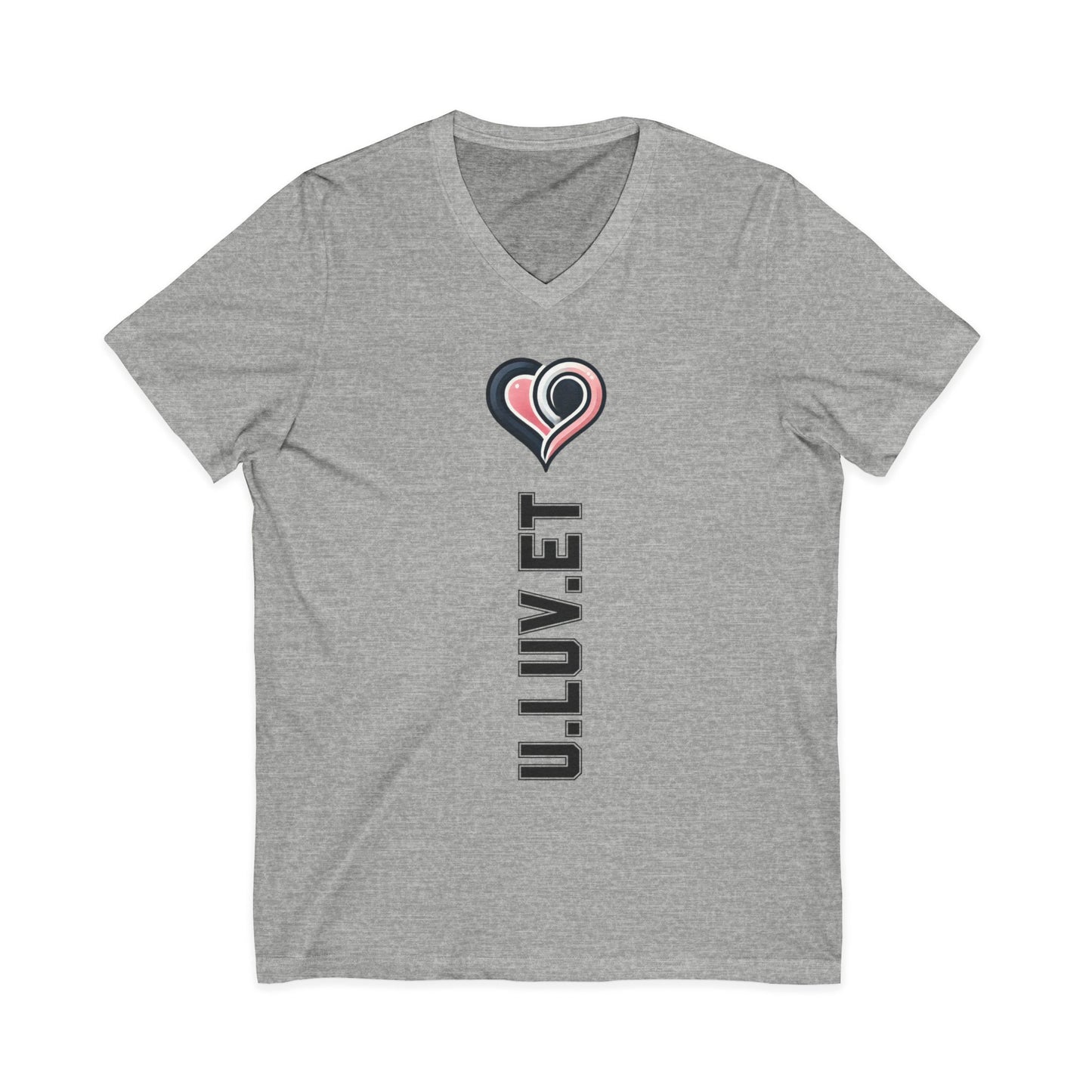 Heartfelt Love V-Neck Tee | Unisex Jersey Short Sleeve Shirt | Perfect for Valentine's, Anniversaries, Casual Wear, Gifts
