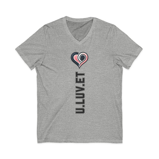 Heartfelt Love V-Neck Tee | Unisex Jersey Short Sleeve Shirt | Perfect for Valentine's, Anniversaries, Casual Wear, Gifts