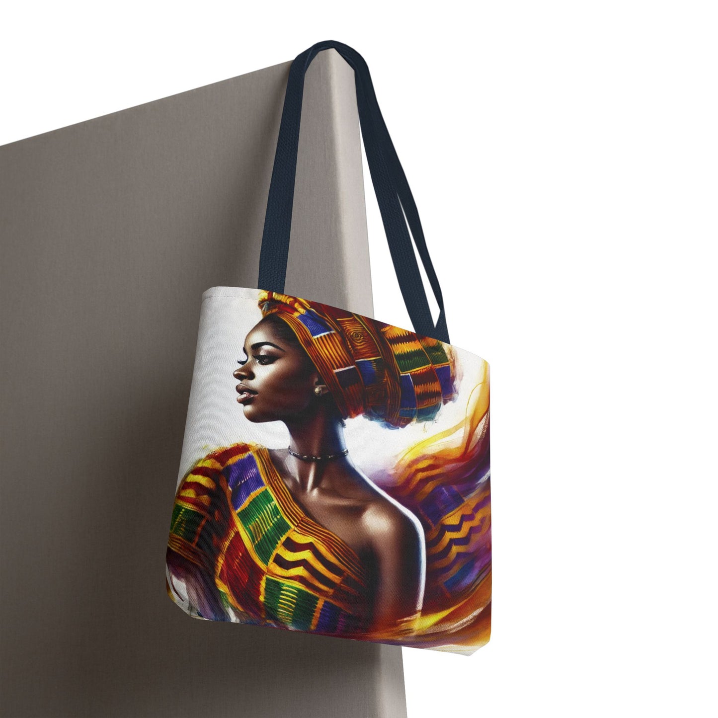 African Queen Portrait Tote Bag | Kente Headwrap Art