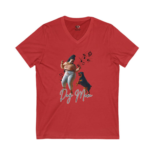 Dog Mom V-Neck Tee - Fun, Stylish Shirt for Dog Lovers, Perfect for Gifts, Pet Celebrations, Casual Wear, Music Lovers