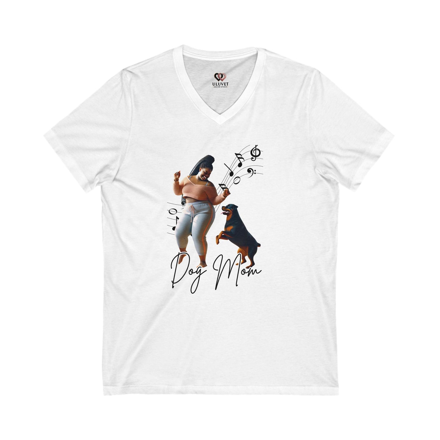 Dog Mom V-Neck Tee - Fun, Stylish Shirt for Dog Lovers, Perfect for Gifts, Pet Celebrations, Casual Wear, Music Lovers