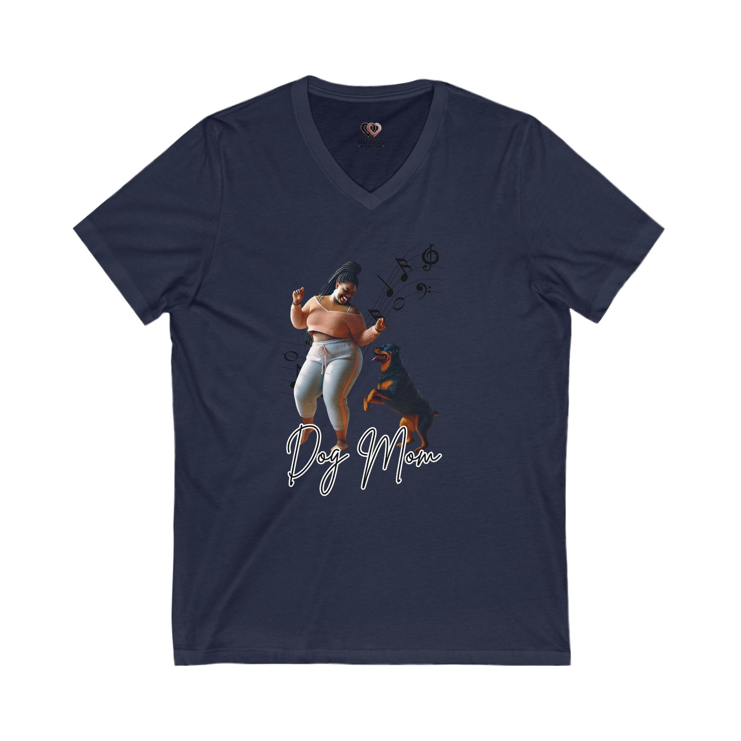 Dog Mom V-Neck Tee - Fun, Stylish Shirt for Dog Lovers, Perfect for Gifts, Pet Celebrations, Casual Wear, Music Lovers