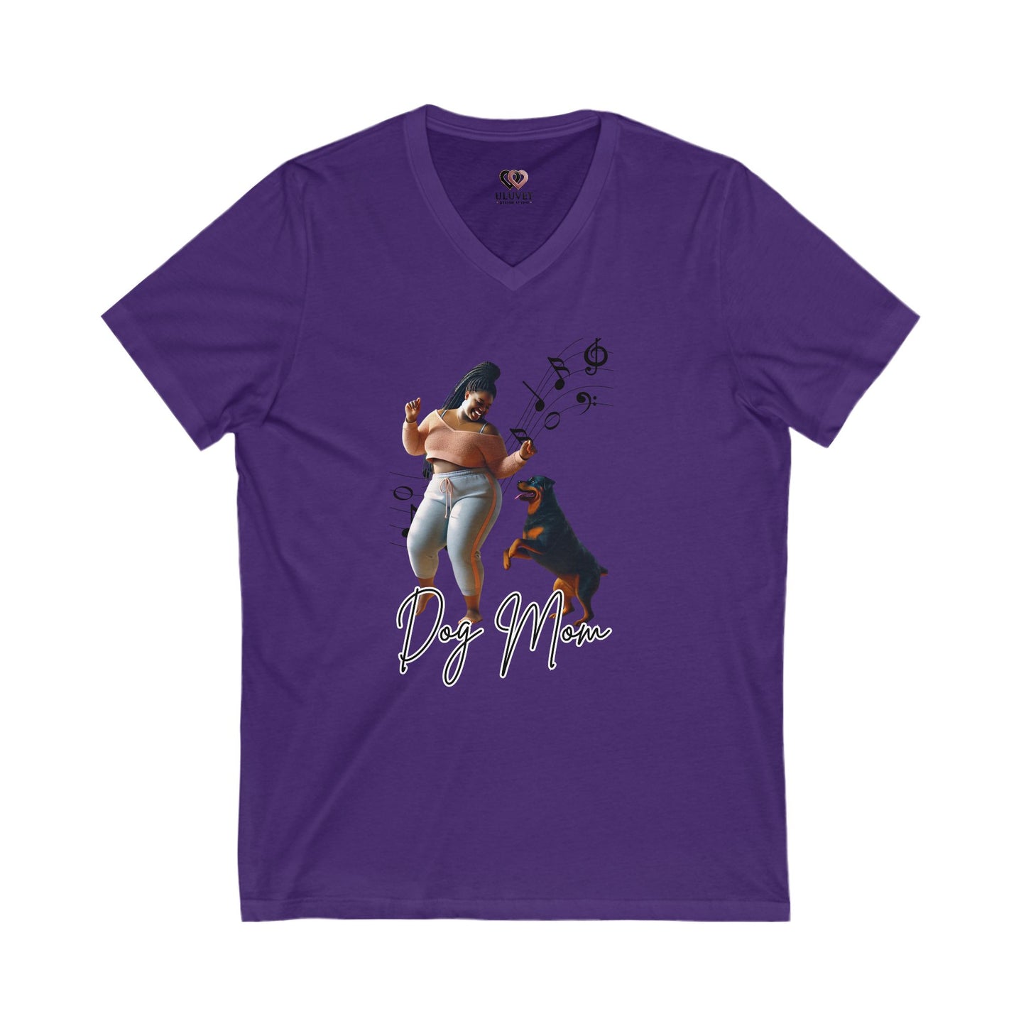 Dog Mom V-Neck Tee - Fun, Stylish Shirt for Dog Lovers, Perfect for Gifts, Pet Celebrations, Casual Wear, Music Lovers