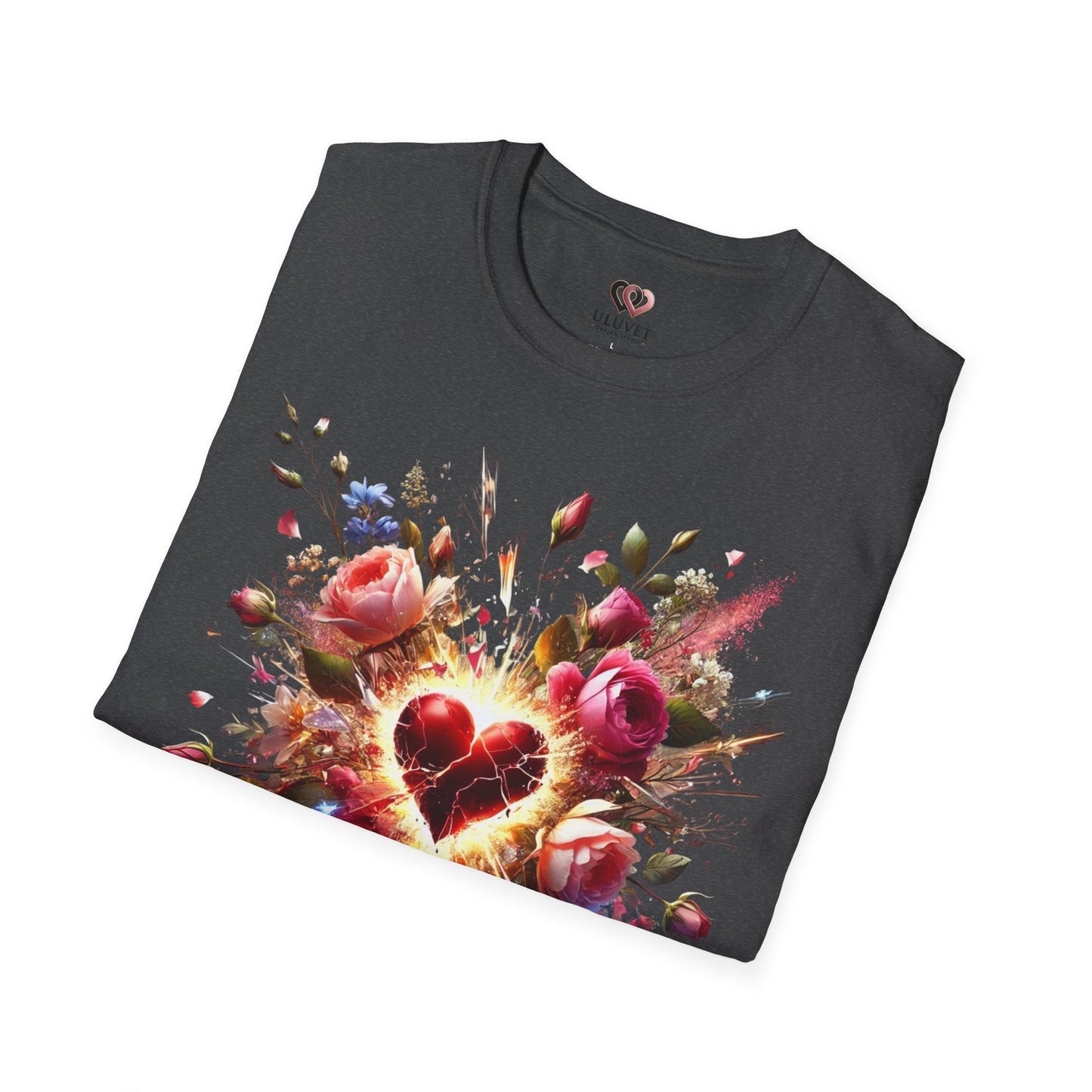 Romantic Floral Heart T-Shirt | Gift for Her | Valentine's Day, Anniversary, Casual Wear, Softstyle Tee, Perfect for Love
