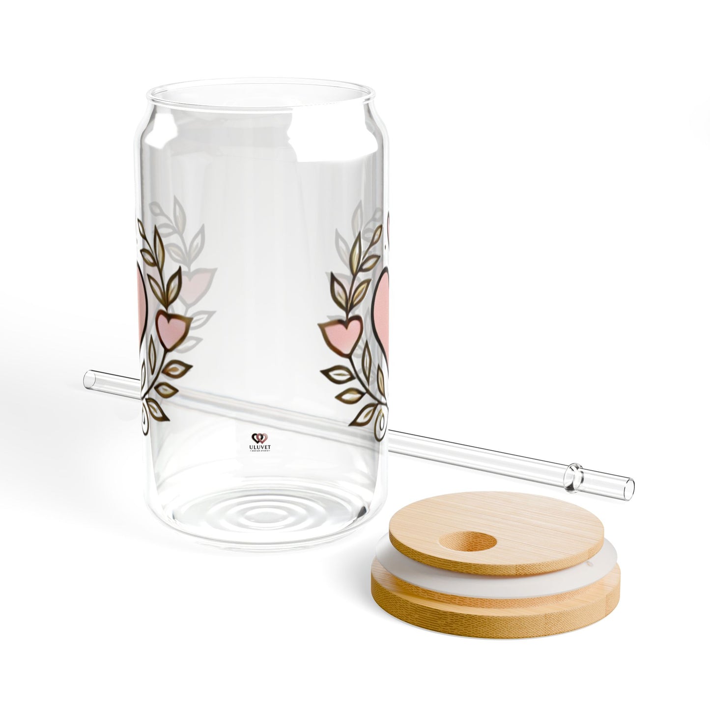 Heartfelt Sipper Glass, 16oz, Floral Drinkware for Celebrations, Gift for Friends, Sustainable Glass Jar, Perfect for Weddings, [...]