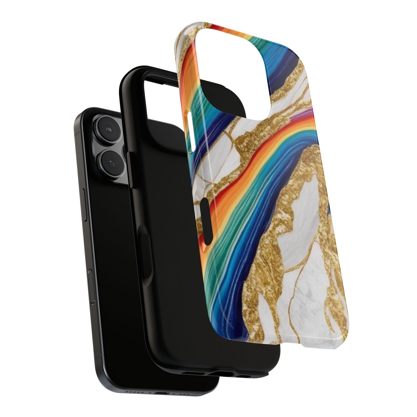 Colorful Marble Phone Case with Rainbow Design, Tough Phone Cover, Customizable Gift, Trendy Cell Accessories, Unique Style