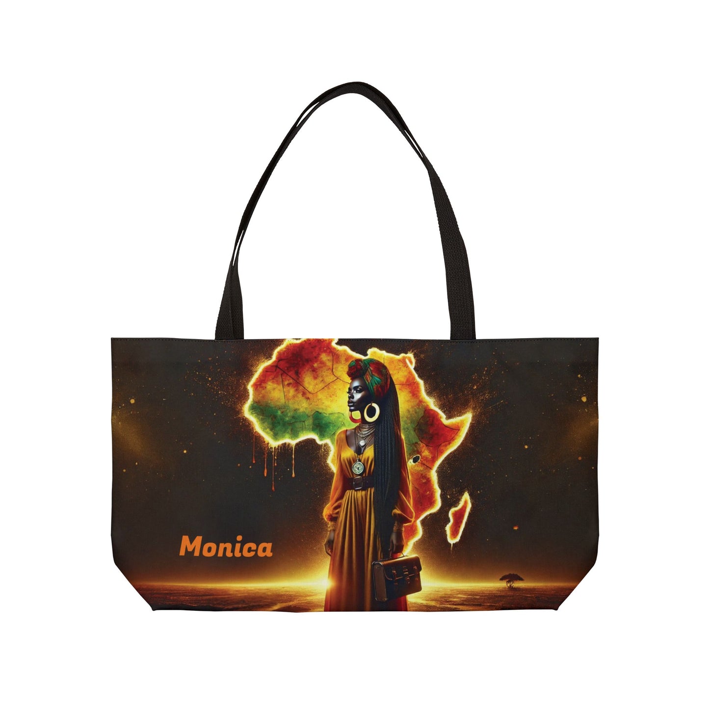 African Goddess Artwork Weekender Tote Bag | Afrocentric Silhouette, Vibrant Continent Design