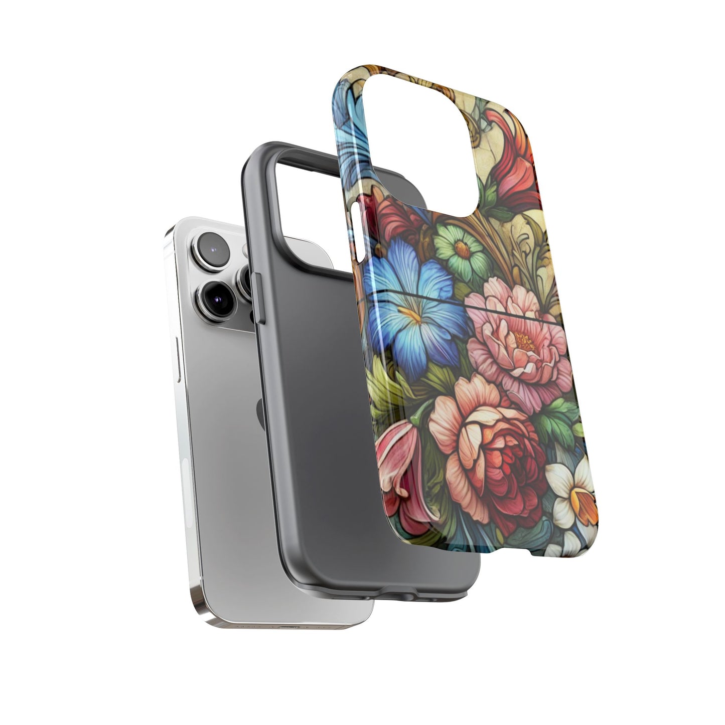 Floral Phone Case, Tough Cases with Colorful Floral Design, Gift for Her, Elegant Phone Cover, Spring Vibes, Unique Design