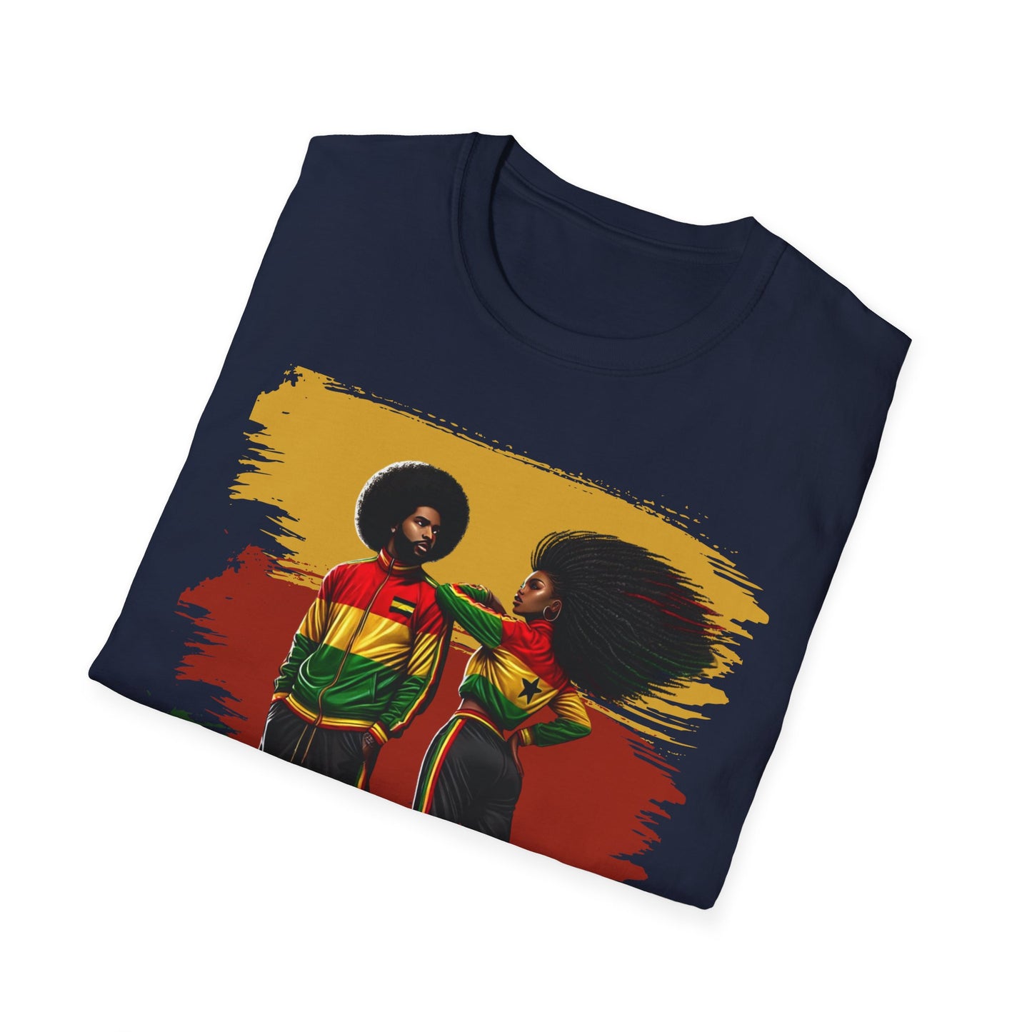 Afro Retro Couple T-Shirt — Rasta Colors Urban Pride Tee
