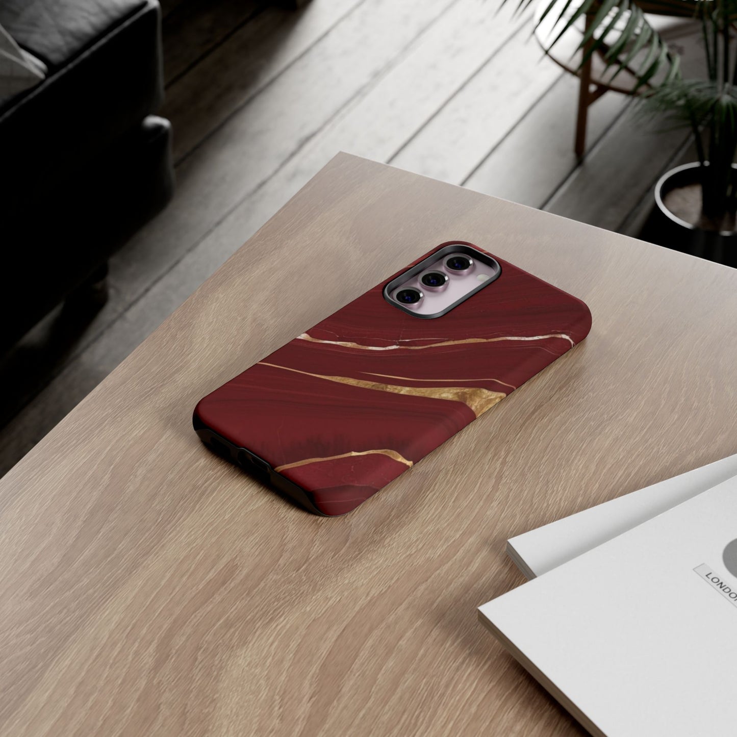 Elegant Red Marble Phone Case - Tough Cases, Stylish Phone Cover, Gift for Her, Luxe Cellphone Protection, Modern Accessories