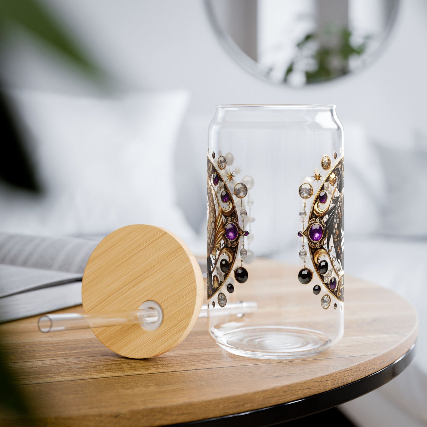 Astrology Sipper Glass | Unique Zodiac Drinkware for Pisces | Perfect Gift for Astrology Lovers | Eco-Friendly Glass Cup | 16oz Decor