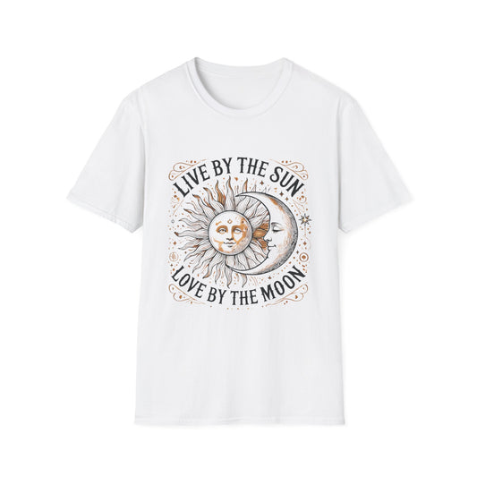 Celestial Quote T-Shirt, Unisex Softstyle T-Shirt, Sun and Moon Graphic Tee, Boho Style T-Shirt, Astrology Lovers Gift, Nature Lover Apparel