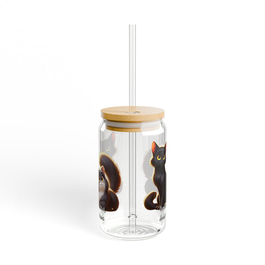 Adorable Cat-Themed Sipper Glass, Perfect for Pet Lovers, Gifts for Cat Owners, Unique Drinkware, Cute Kitchen Decor, Fun Cat Gifts