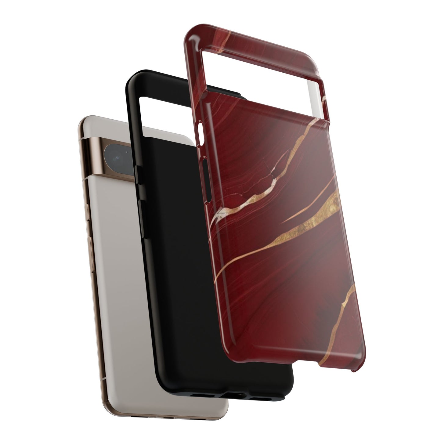 Elegant Red Marble Phone Case - Tough Cases, Stylish Phone Cover, Gift for Her, Luxe Cellphone Protection, Modern Accessories