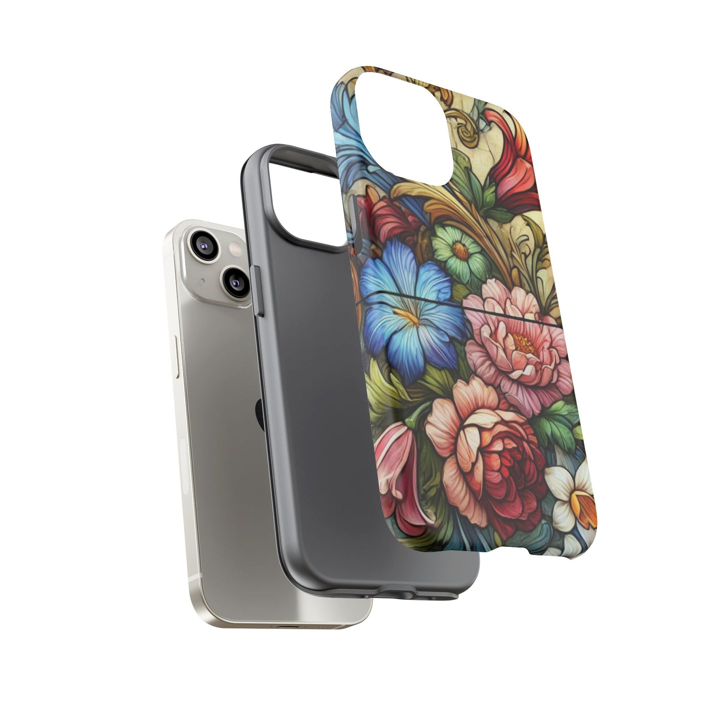 Floral Phone Case, Tough Cases with Colorful Floral Design, Gift for Her, Elegant Phone Cover, Spring Vibes, Unique Design