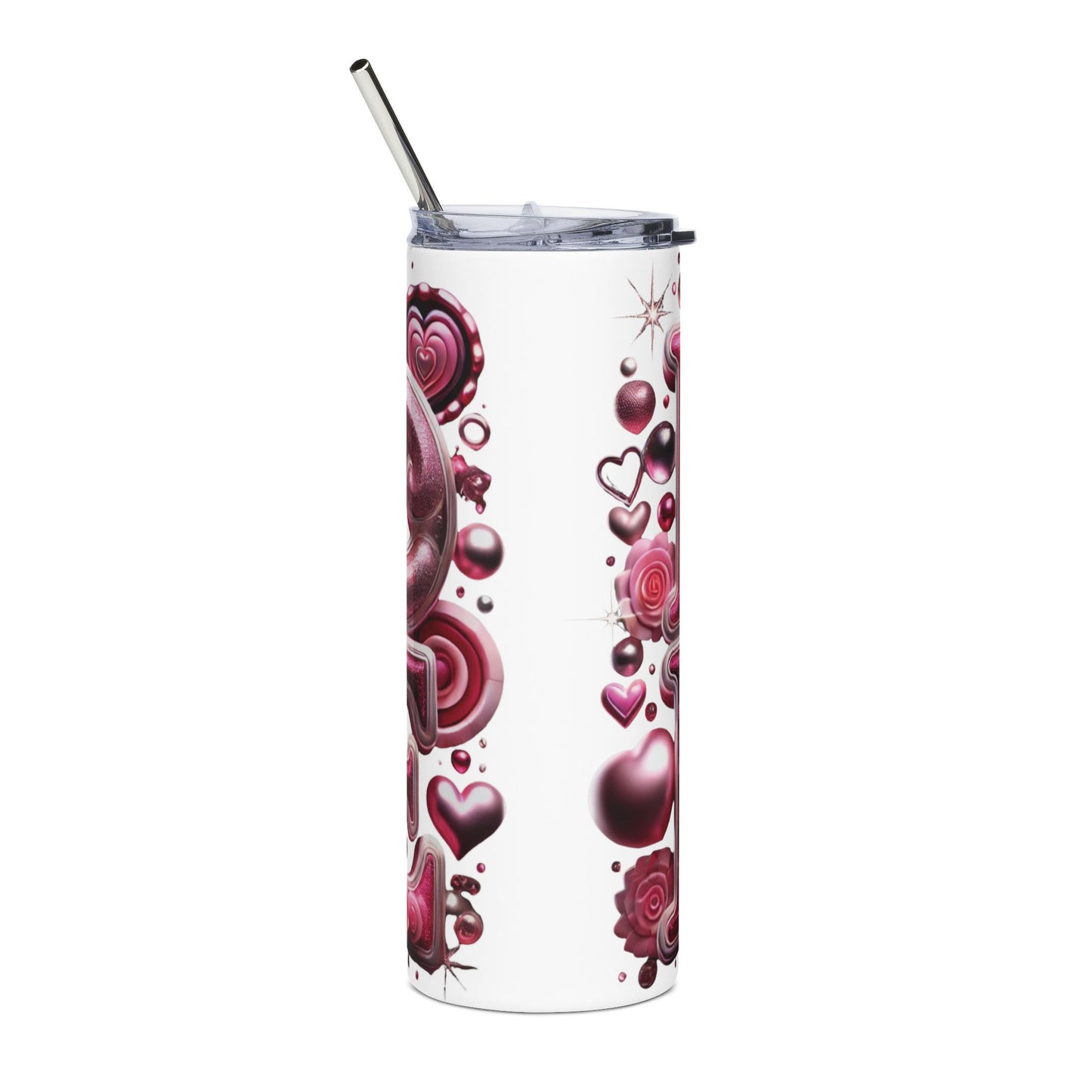 Tumbler - Pink Valentine "LOVE" Stainless Steel 20oz Travel Tumbler