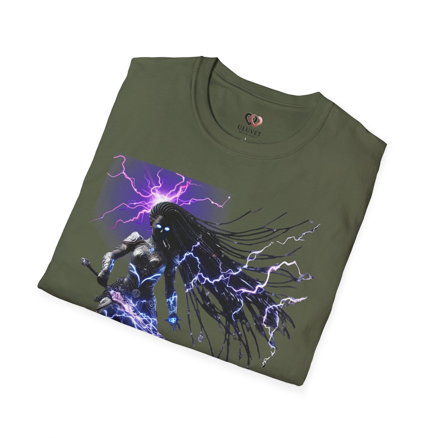 Electrifying Warrior T-Shirt - Unisex Softstyle Tee, Anime Apparel, Boutiques, Gifts for Gamers, Birthday Present, Casual Wear