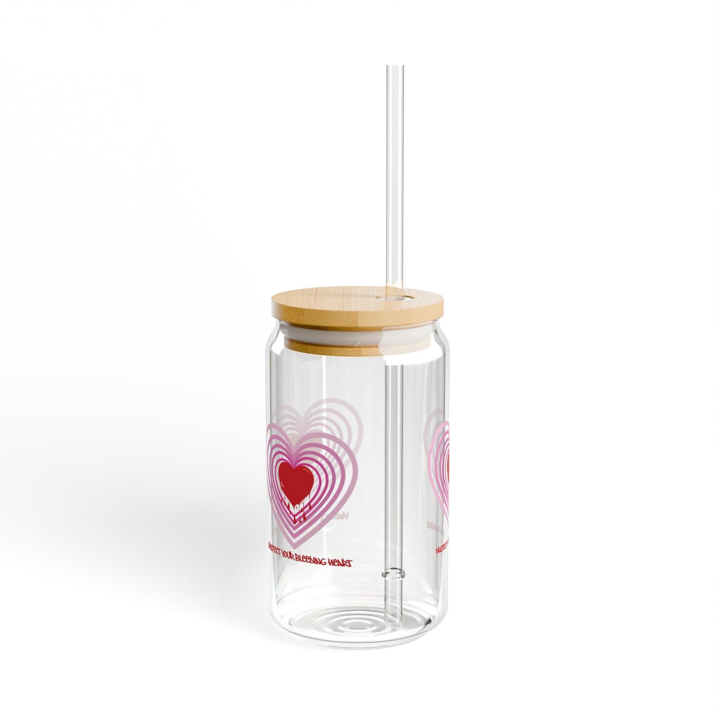 Love Heart Sipper Glass, 16oz | Perfect for Valentine’s Day, Romantic Gifts, Home Decor, Reusable Drinkware, Eco-Friendly