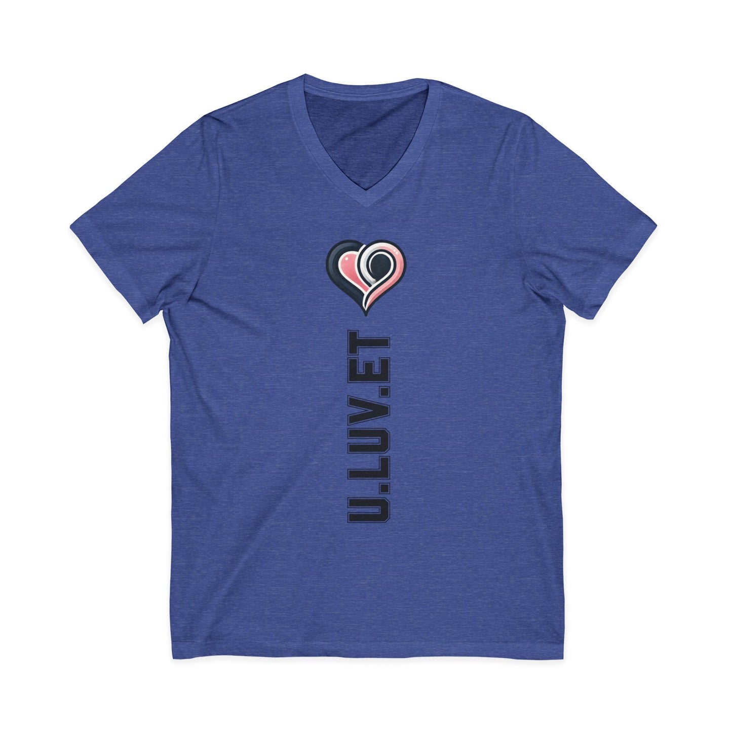 Heartfelt Love V-Neck Tee | Unisex Jersey Short Sleeve Shirt | Perfect for Valentine's, Anniversaries, Casual Wear, Gifts