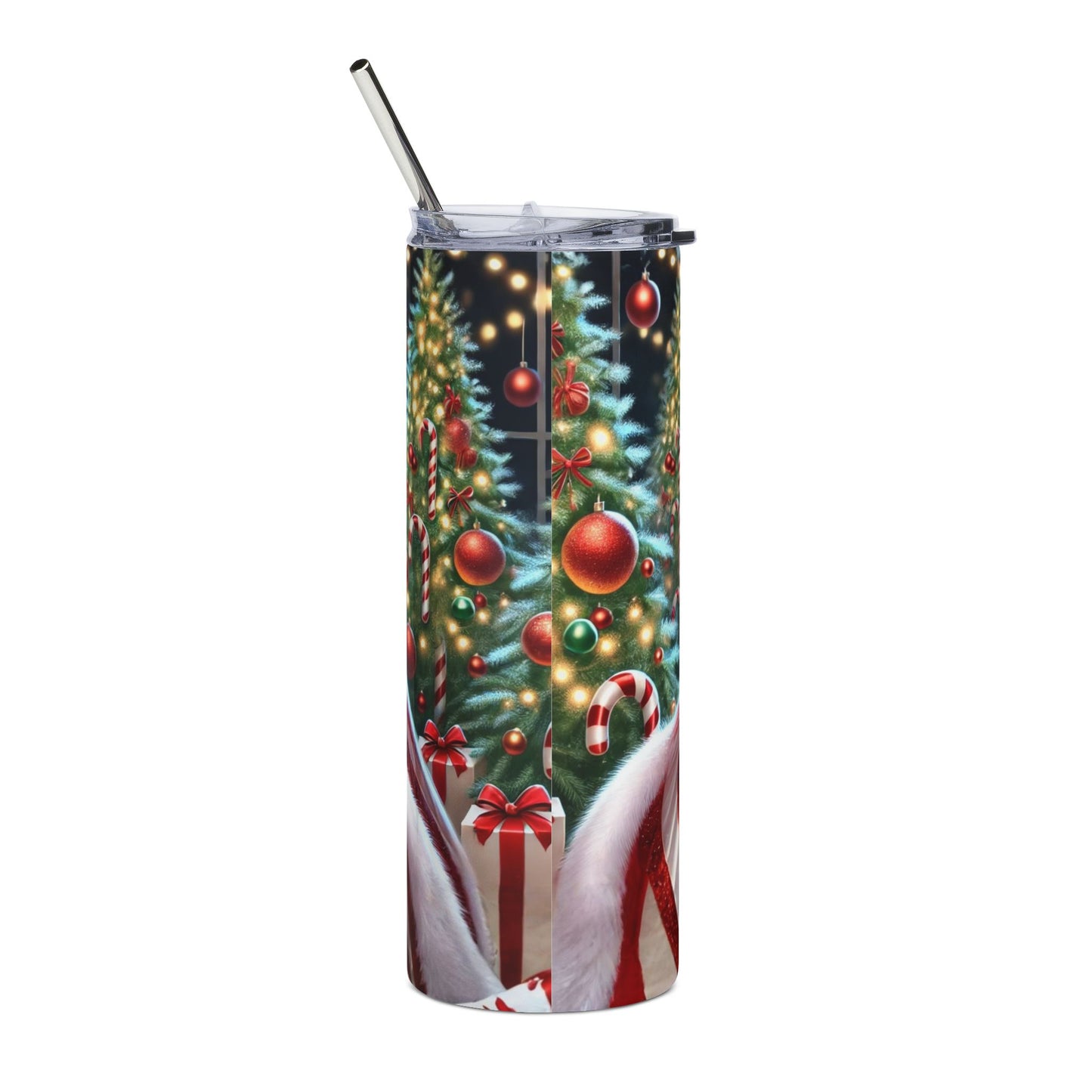 Festive Stainless Steel Tumbler with Holiday Design