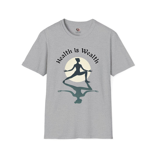 Mindfulness T-Shirt: Health Is Wealth, Yoga Apparel, Unisex Yoga Shirt, Wellness Gift, Motivational Tee, Self-Care Clothing