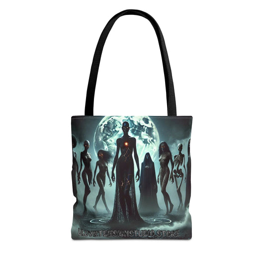 Mystical Alien Tote Bag, Cosmic Art Bag, Gifts for Space Lovers, Unique Shopping Tote, Celestial Design Bag, Science Fiction Accessory