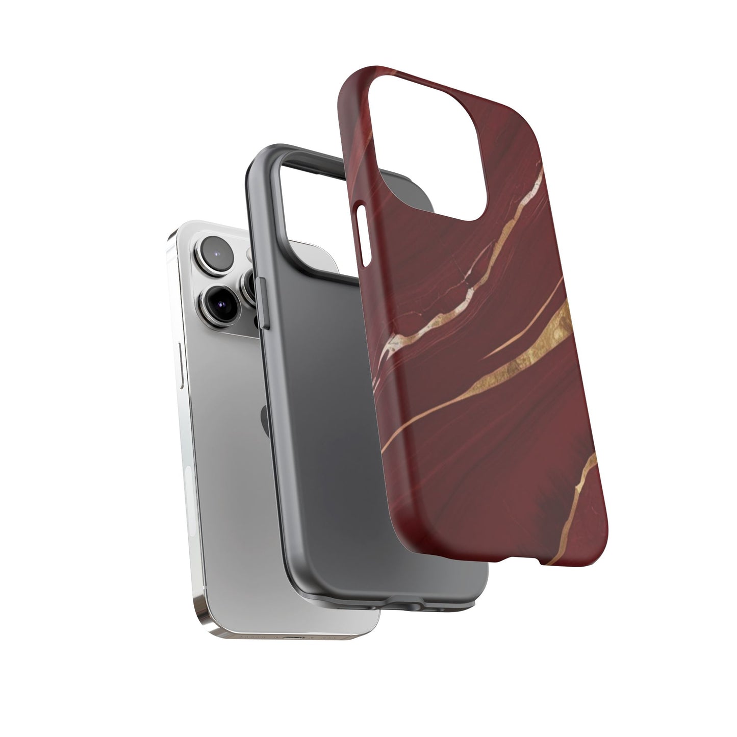 Elegant Red Marble Phone Case - Tough Cases, Stylish Phone Cover, Gift for Her, Luxe Cellphone Protection, Modern Accessories