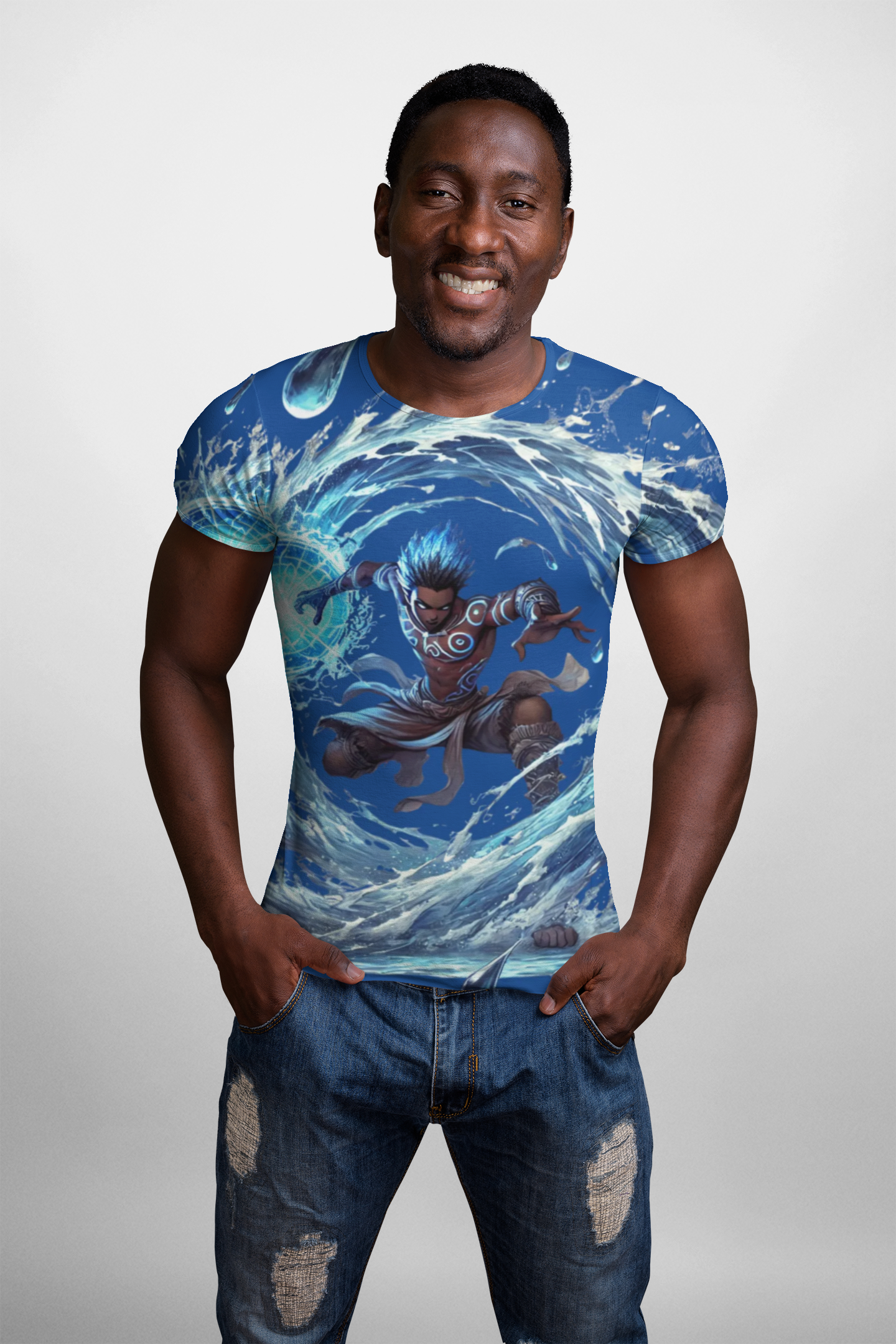 Water Mage All-Over Print Tee — Elemental Sorcerer Graphic Shirt
