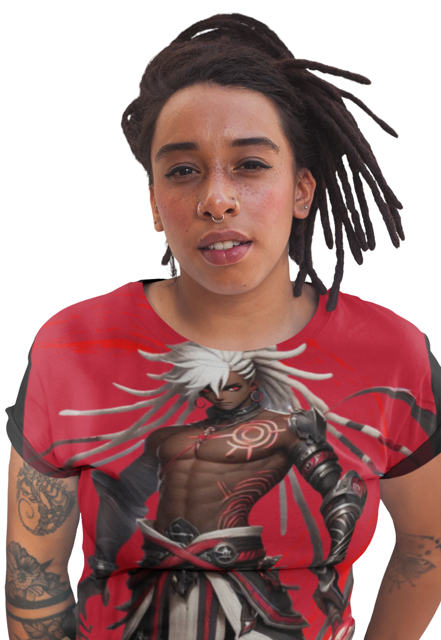 Warrior God All-Over Print Tee — Dark Fantasy Anime Character