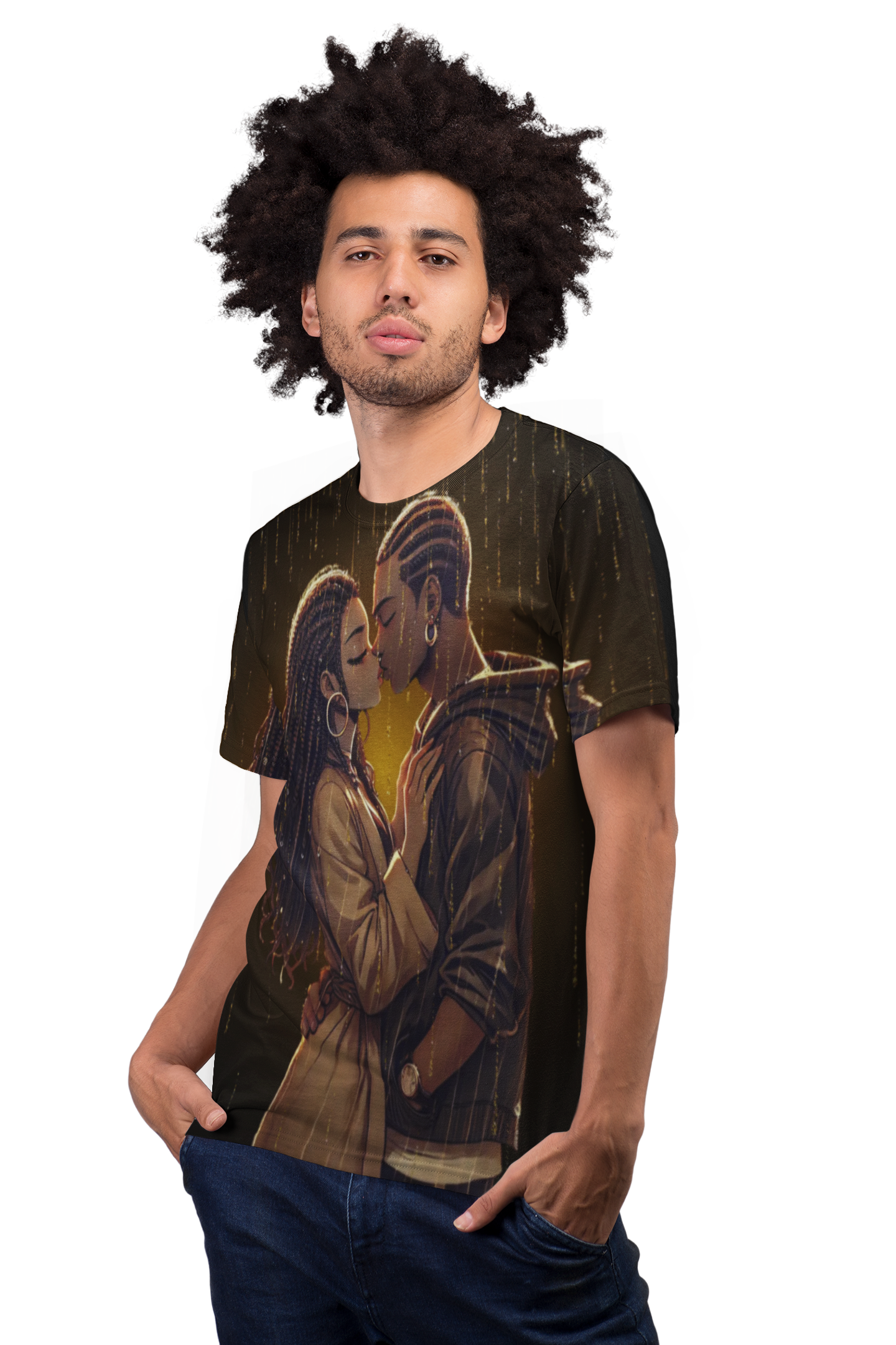 Romantic Couple Kiss Tee - All-Over Print Urban Love Shirt