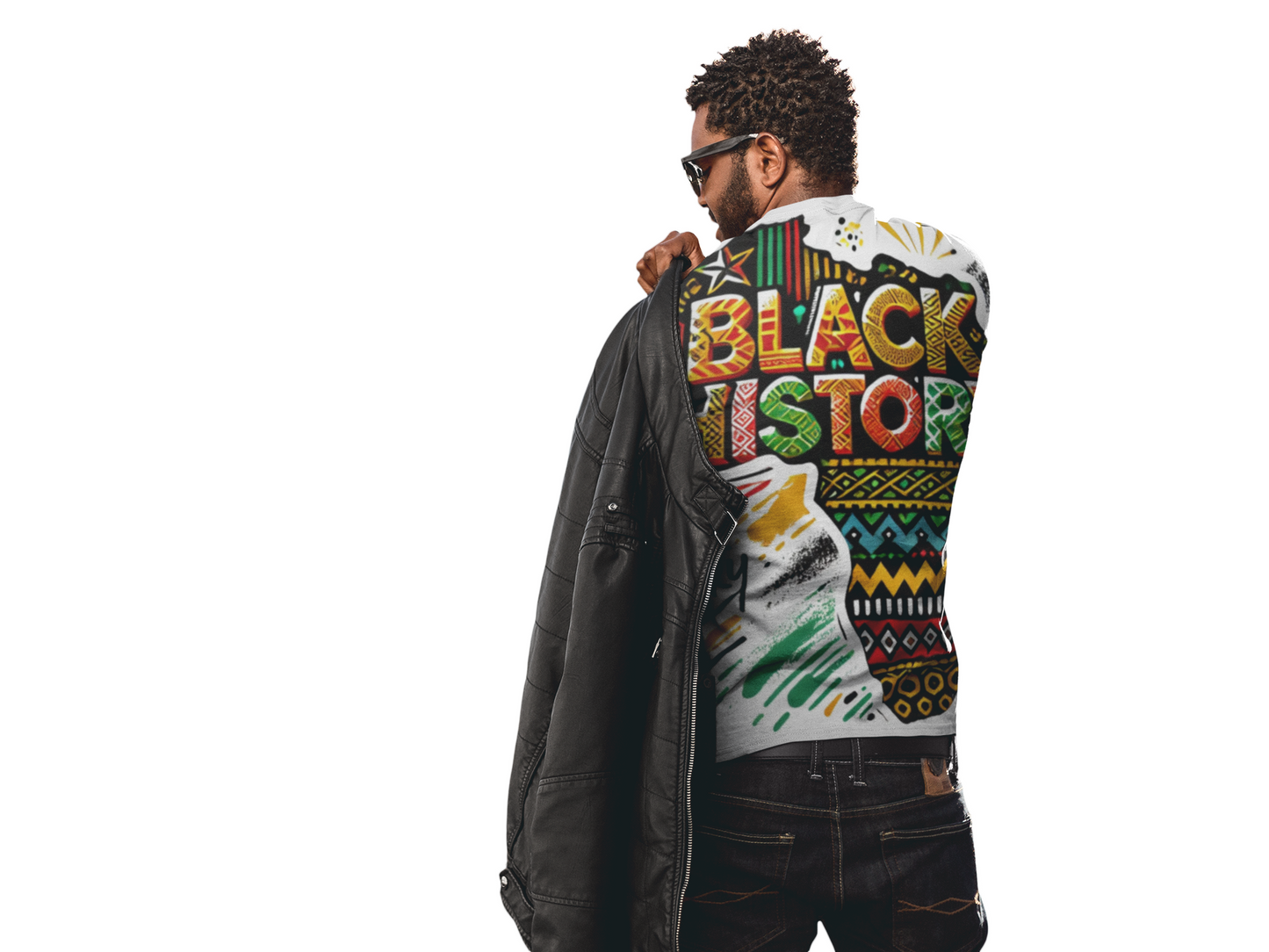 Black History All-Over Print Tee — Bold Afrocentric Pattern & "Black History" Design