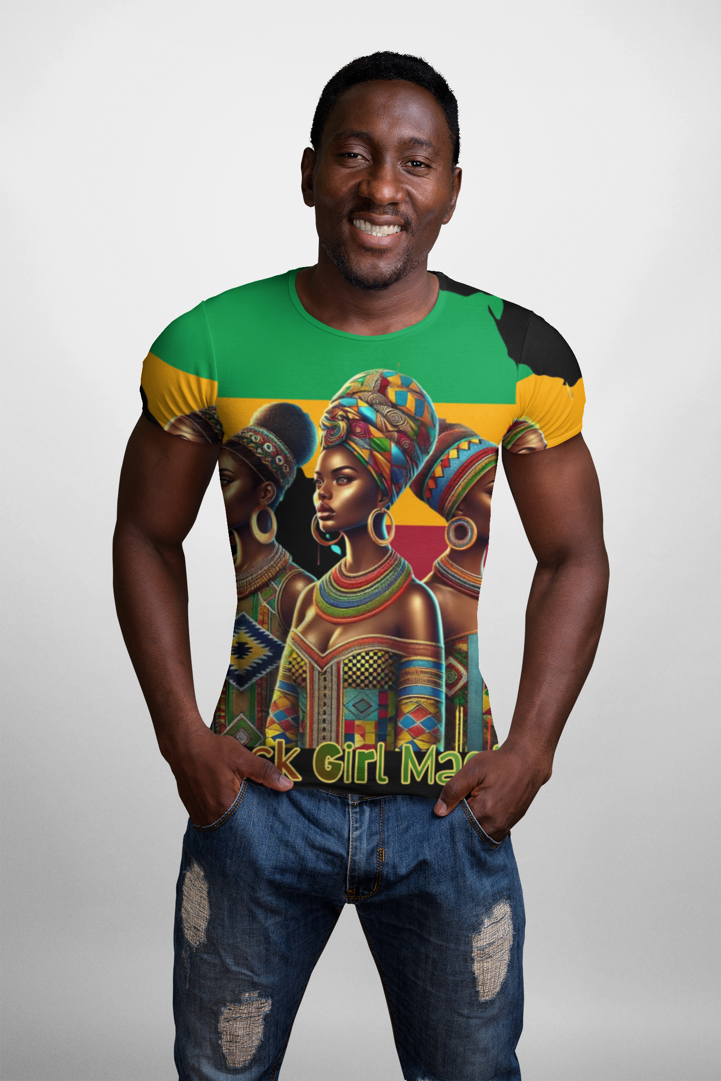 Black Girl Magic African Pattern Tee — Vibrant Afrocentric All-Over Print