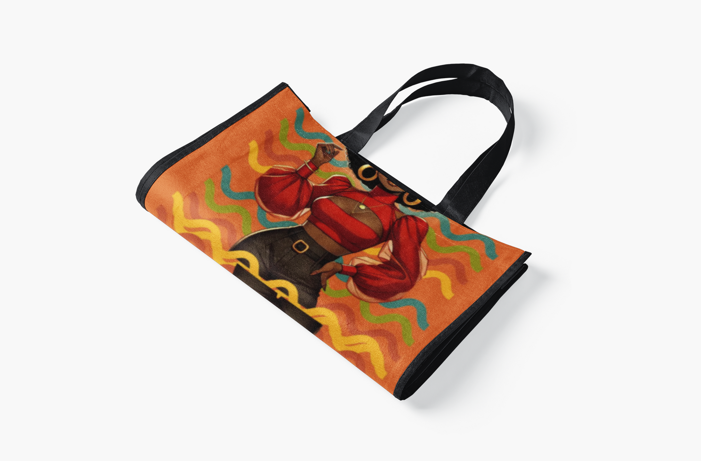 Afro Diva Fashion Tote Bag — Bold Retro Orange Art Print